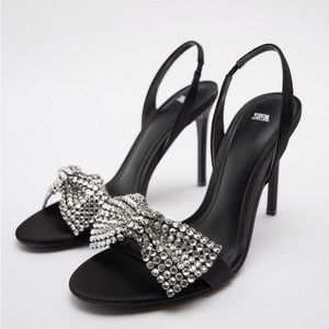 Zara Embellished Bow High Heel Sandals